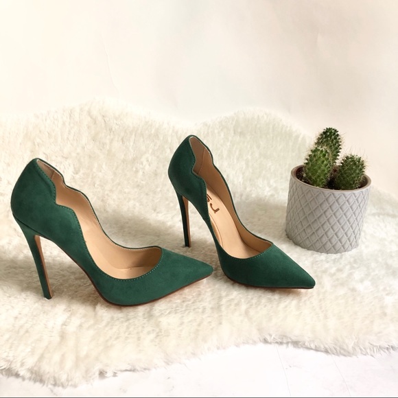 Shoes - Size 5.5 Green Suede Pump High Heel